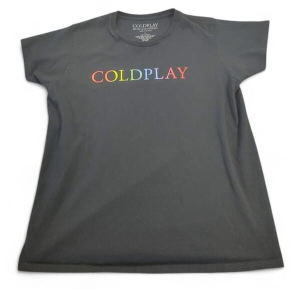Coldplay Music of the Spheres World Tour 2022 Concert T-Shirt Black Rainbow L - Picture 1 of 6